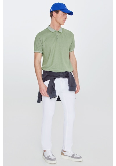 Ac&Co / Altınyıldız Classics 4A4820200047Ysls Düğmeli Polo Yaka Cepsiz Slim Fit Erkek Tişört Yeşil