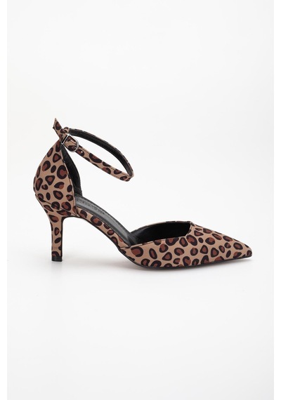 Dilimler Ayakkabı Büyük Numara Kadın Topuklu Ayakkabı Leopar Saten Karnı Yarık Model Baretli-3663 Leopar Dilimler Ayakkabı Büyük Numara Kadın Topuklu Ayakkabı Leopar Saten Karnı Yarık Model Baretli-3663 Leopar