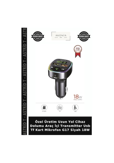 Özel Üretim Uzun Yol Cihaz Dolumu Araç İçi Transmitter Usb Tf Kart Mikrofon G17 Siyah 18w