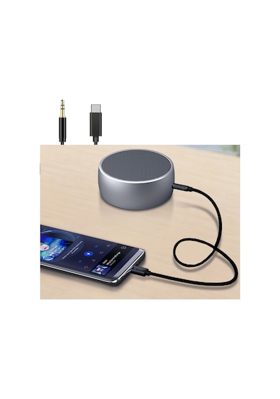 Type c usb c to Aux 3.5 mm erkek Jack type c aux kablo 1m siyah