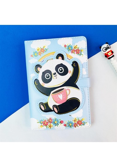 Panda Tasarımlı Kabartma Kapaklı Defter Çok Renkli
