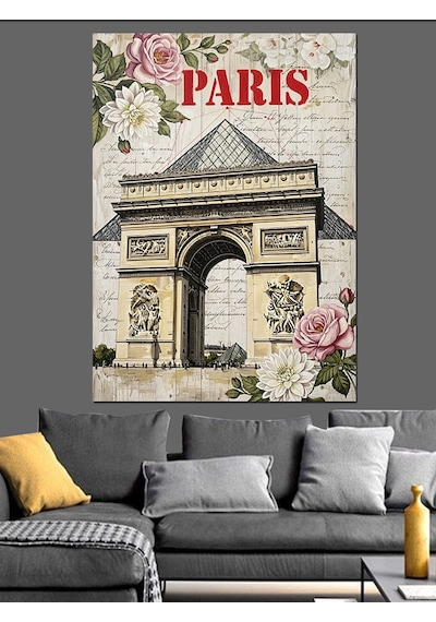 Paris Zafer Takı Çizim Dekoratif Kanvas - Mdf Ahşap Tablo