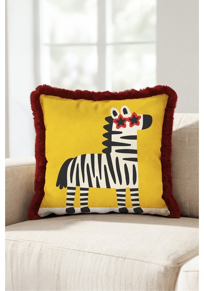 Safari Zebra Figürlü Saçaklı Yastık Kılıfı - Pop Art Hayvan Temalı Bordo Püsküllü Kırlent Kılıfı Derin Düş Serenat Safari Zebra Figürlü Saçaklı Yastık Kılıfı - Pop Art Hayvan Temalı Bordo Püsküllü Kırlent Kılıfı Derin Düş Serenat