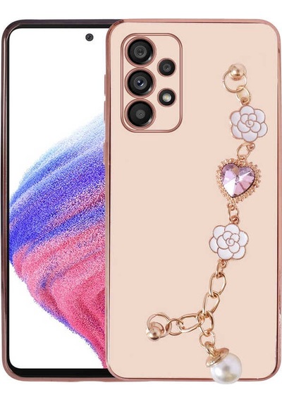 Noktaks Galaxy Uyumlu A53 5g Kılıf El Tutamaçlı Kamera Korumalı Taka Silikon Kapak Pembe T23479