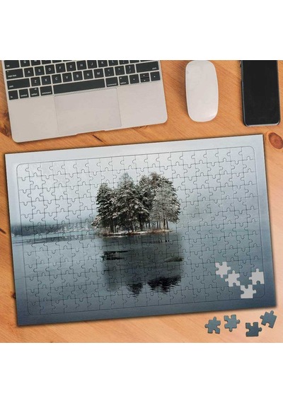 Buz Tutmuş Gölde Ağaç Manzarası 240 Parça Puzzle Yapboz-ks001104