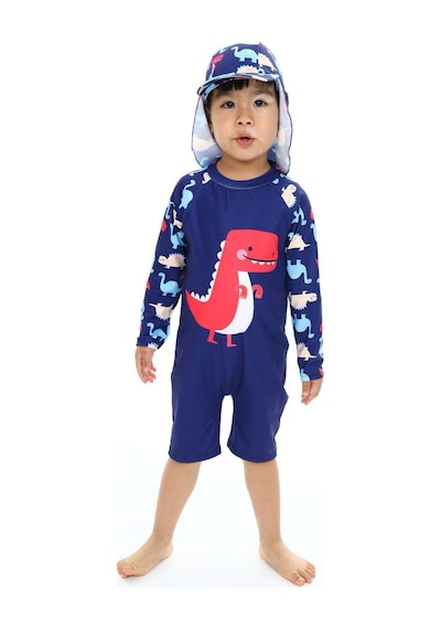 My Kids Wear Şapkalı Fermuarlı Uzun Kollu Mayo Koyu Lacivert