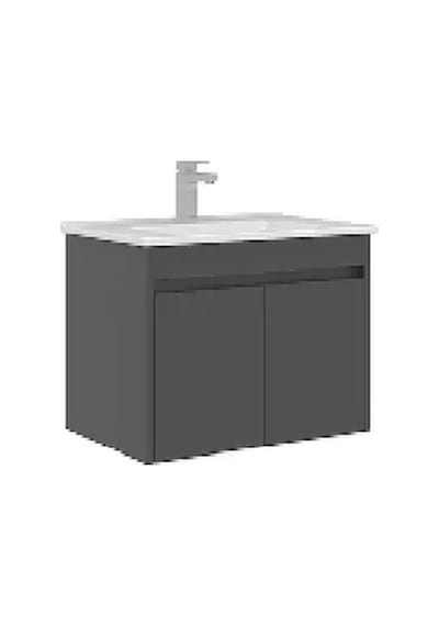 Orka Arno 65 Cm Parlak Antrasit Kapaklı Banyo Dolabı Alt Modül Lavabo Antrasit