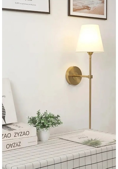 Duvar Aplik Krem Abajur Eskitme Gold Sarı Modern Tasarım Elektrik Ile Çalışır Gold