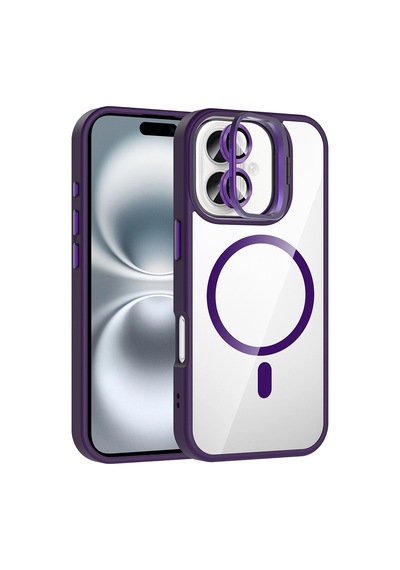 Apple Uyumlu iPhone 16 Kılıf Standlı Ve Kamera Lens li M-safe Şarj Özellikli Zore Etro Kapak Çok Renkli