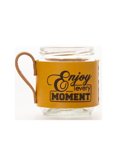 Canberra Deri Mug Enjoy Every Moment Sarı