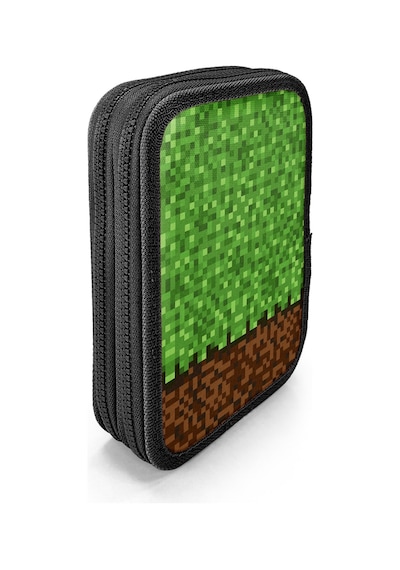 Coral High Kids Yeşil Kahverengi High Craft Desenli Çift Katlı Kalem Çanta 11154 Yeşil