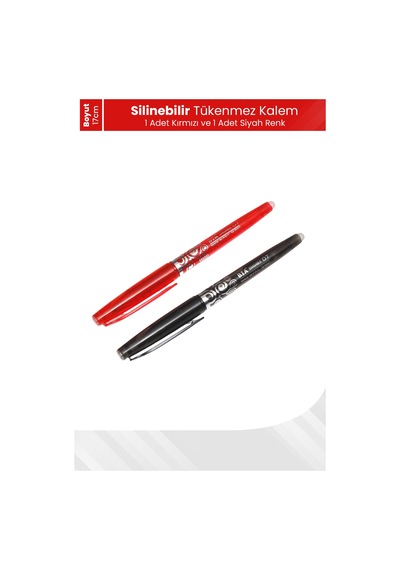 Silinebilir Tükenmez Kalem - 1 Adet Kırmızı 1 Adet Siyah