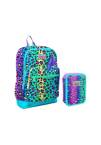 Coral High Yeşil Mor Leopar Kız Çocuk Okul Çantası Ve Organizer Kalemlik Seti 23769 11143 Mor - Yeşil