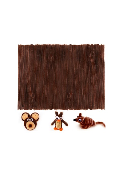 25'li Kahverengi Şönil, Eğitici Şönil Seti, Tüylü Tel, 30 Cm, Peluş Tel