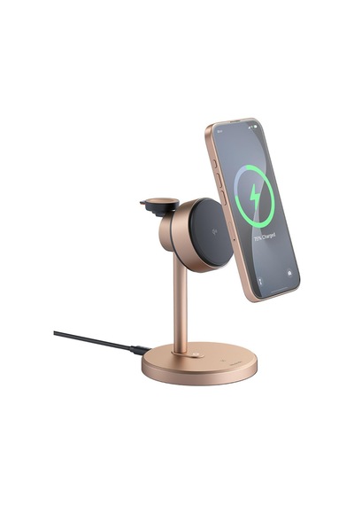 Ch-2463 3in1 15w Magq Qi2 Magsafe İphone Kablosuz Şarj Standı Titanyum Çok Renkli