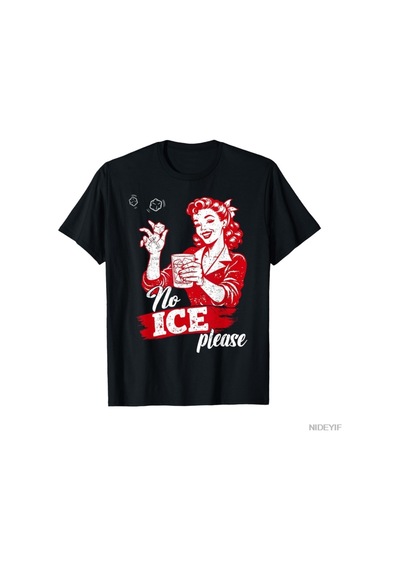Flood Of Style Komik No Ice Lütfen Meme T-shirt Erkekler Kadınlar Için % 100% Pamuklu T Shirt Kısa Kollu Üst Siyah