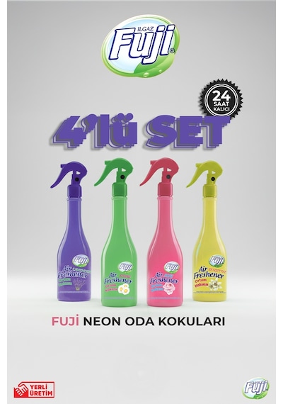 Fuji Air Freshener Neon Oda Parfüm Seti Soft + Lavanta + Spring + Sensitive 4 x 400 ML