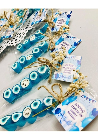Mavi Nazar Temalı Doğum Günü, Babyshower, Düğün, Sünnet, Mevlüt, Yaş Günü Şeker, 50 Adet