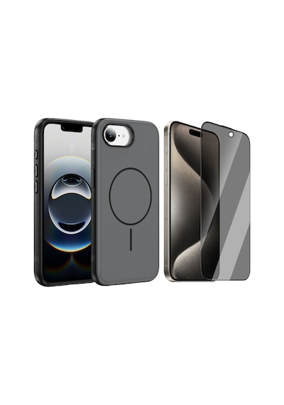 Vendas iPhone 16e Uyumlu Joko Neksa M-safe Kapak + Privacy Cam Ekran Koruyucu Siyah