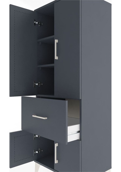 Hyperion Dolap 3 Raflı Tek Çekmeceli 4 Kapaklı 60x44x163 Antr... Antrasit