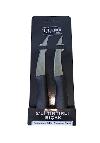 Tujo Knives 2'li Tırtırlı Bıçak Seti - Siyah