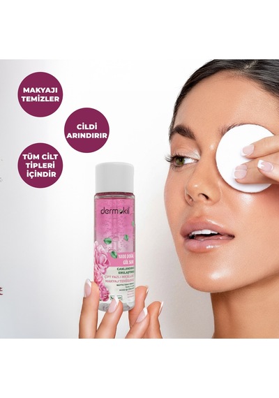 Dermokil %100 Doğal Gül Suyu Çift Fazlı Makyaj Temizleyici 150 Ml