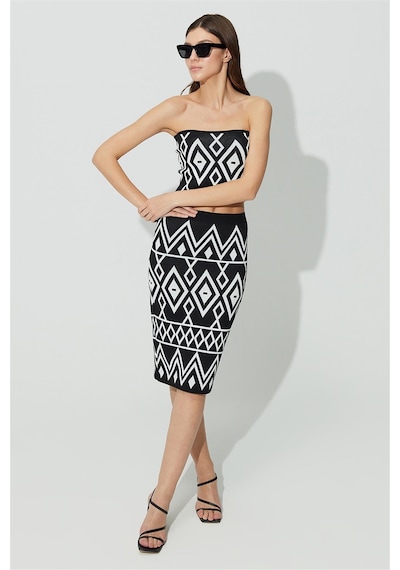 Sherin Siyah Ekru Geometrik Desenli Büstiyer SS23CT4658Sİ-SİYAH Siyah
