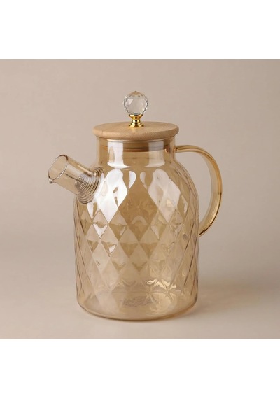 Lexroo 1600 Ml Kristal Desenli Isıya Dayanıklı Cam Demlik Çok Renkli