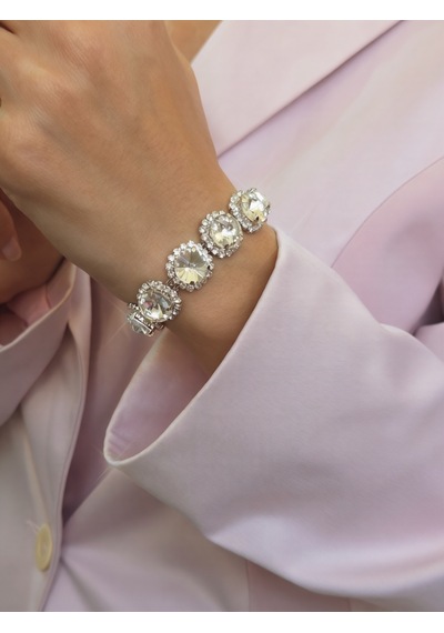 Riviere Kristal Taşlı Çiçek Model Şeffaf Renkli Bileklik