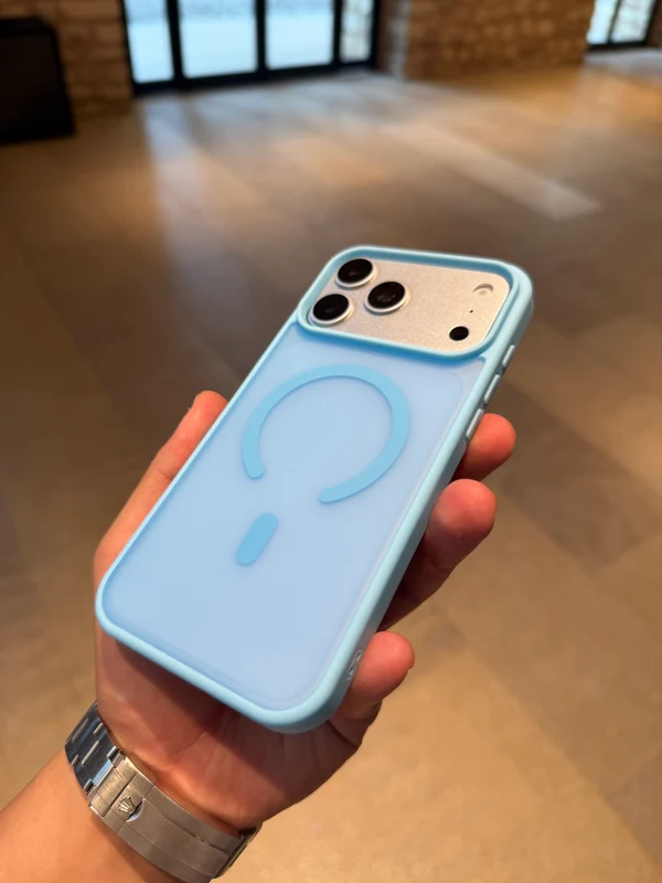 Apple iPhone Uyumlu Renkli Şeffaf Kılıf Mavi Apple iPhone 17
