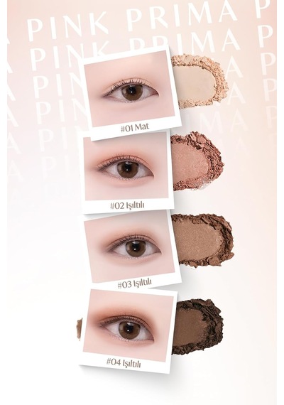 Yoğun Pigmentli Mat Ve Işıltılı Tonlar Barındıran 4'lü Far Paleti Day Vibe Palette No:4 Prima Pink