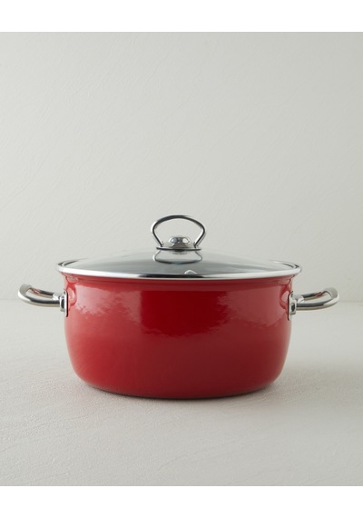 Sartagi Emaye Kızartma Tenceresi 22 Cm Kırmızı