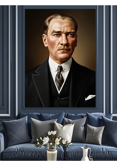 Ahşap Tablo Gerçekçi Atatürk Yüzü Portresi