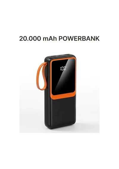 Dahili Çoklu Kablolu 20000 Mah Powerbank Dijital Pil Göstergeli Telefon Şarj Cihazı Çok Renkli