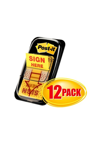Post-it Mesaj "sign Here" Bayrakları Değer Paketi, 50/dispenser, 12 Dispenser/paket, 1" Geniş, Sarı 680-sh12 Diğer