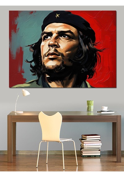 Che Guevara Portresi Renkli Sanat Dekoratif Kanvas - Mdf Ahşap Tablo
