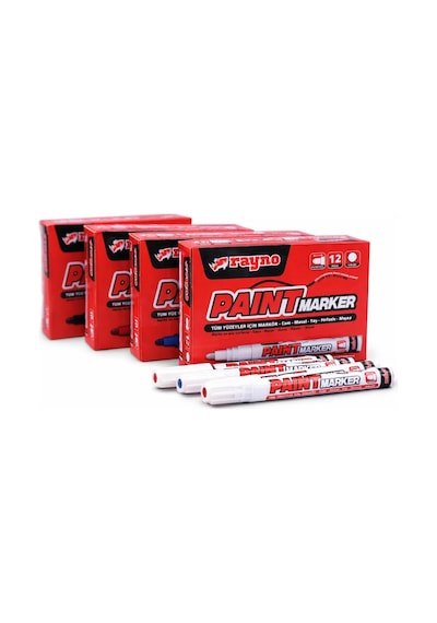 Rayno Paint Marker / Tüm Yüzeyler İçin Kalıcı Boya Markörü / Metal Cam Plastik Ahşap Taş / Profesyonel Endüst