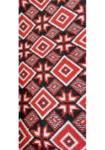 Makine Dokuması Baklava Desenli 3 Mekik Kırmızı Kalın Kilim