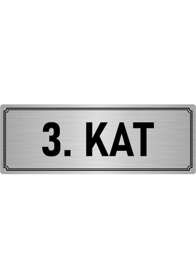 Metal Yönlendirme Levhası, Departman Kapı İsimliği 3. Kat 7x20 cm Gümüş Renk