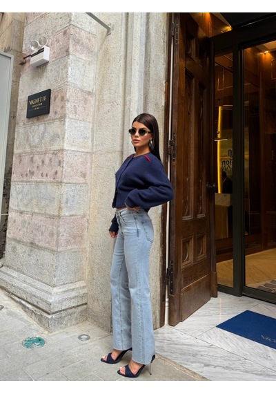 Out Of Standart Kadın Cropped Flare Normal Bel Kot Pantolon İce Blue