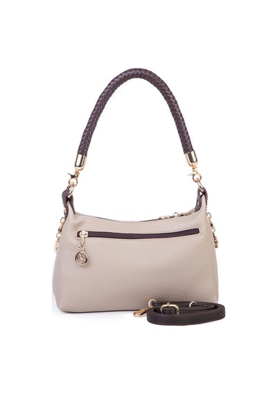 Nas Bag Kadın Mini Omuz Ve Çapraz Çanta Örgülü Askılı En: 23 Cm , Boy: 14 Cm Kum Kahve Lopez