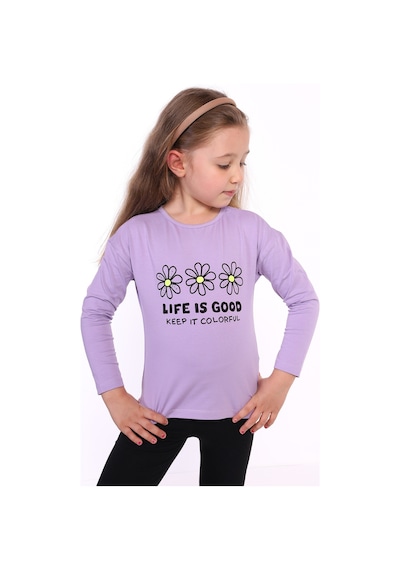 Toontoy Kids Toontoy Kız Çocuk Lıfe Is Good Baskılı Tişört Lila