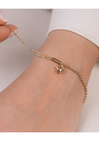 Debora Jewelry 14 Ayar Altın Ataç Zincirli Yıldız Bileklik