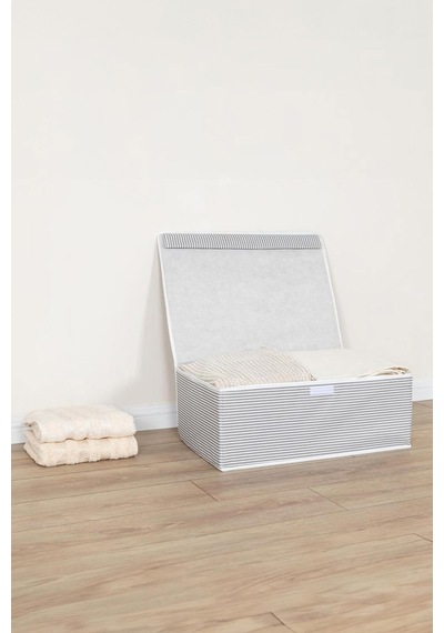 Fullamoda Çizgili Çok Amaçlı 50 X 40 X 19 Cm Baza Hurç 23MZCC7449188654_Gri