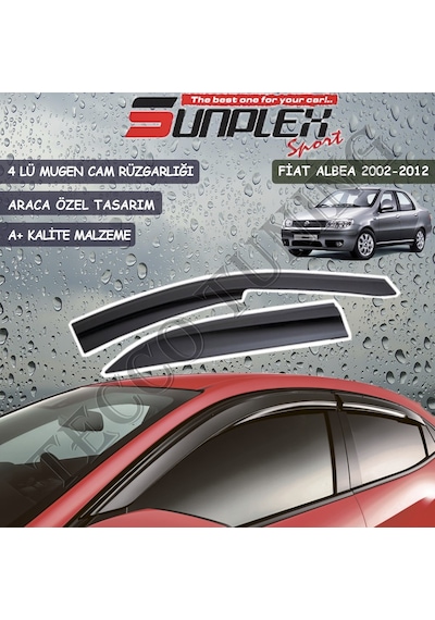 Sunplex Fiat Albea 2002-2012 Mugen Cam Rüzgarlığı 4 Lü Set