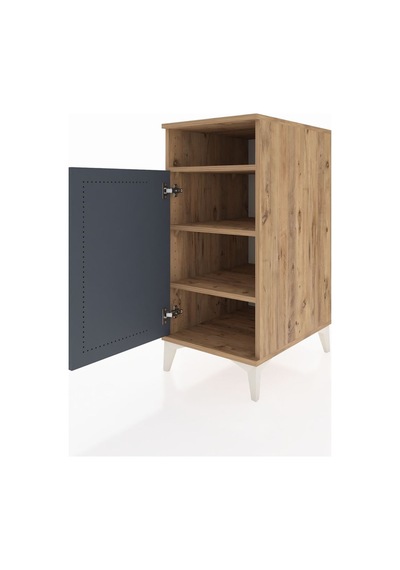 Kronos Komodin 3 Raflı Tek Kapaklı 44x59x96 Çam-antrasit Çam