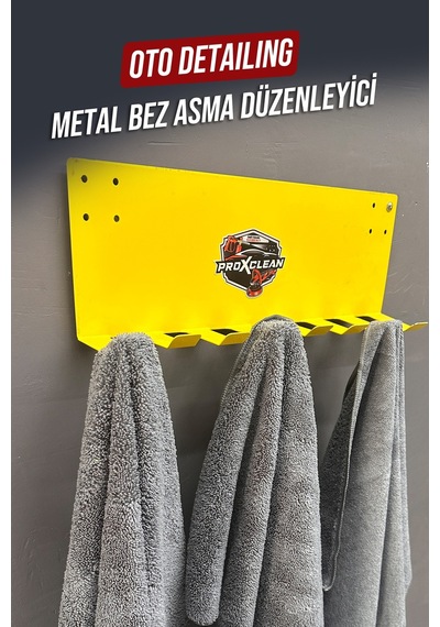 Premium 8'li Bez Asma Standı - Duvar Tipi Metal Oto Kuaför Detailing Düzenleyici