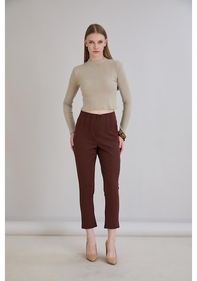 Sortie Collection Nervürlü Pantolon Kahverengi