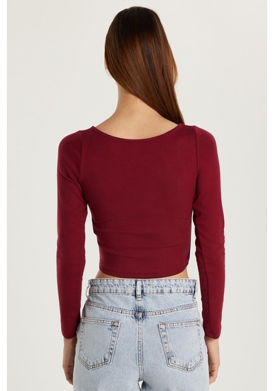Tudors Kadın Slim Fit Dar Kesim Modal Kumaş Uzun Kollu Bisiklet Yaka Bordo Bluz-33968 Bordo Tudors Kadın Slim Fit Dar Kesim Modal Kumaş Uzun Kollu Bisiklet Yaka Bordo Bluz-33968 Bordo