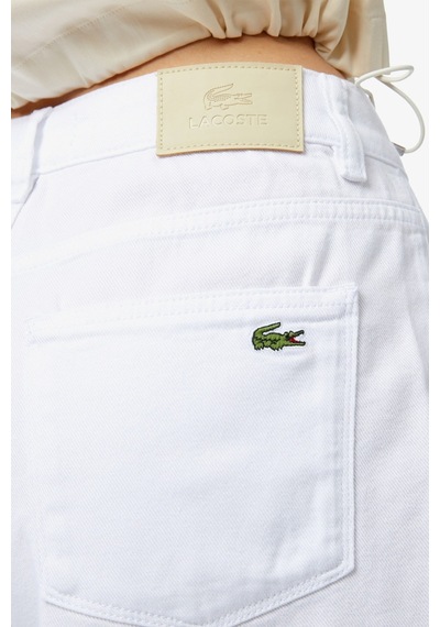 Lacoste Women's Regular Fit Denim White Jean Shorts Kadın Bermuda Kot Şort Beyaz